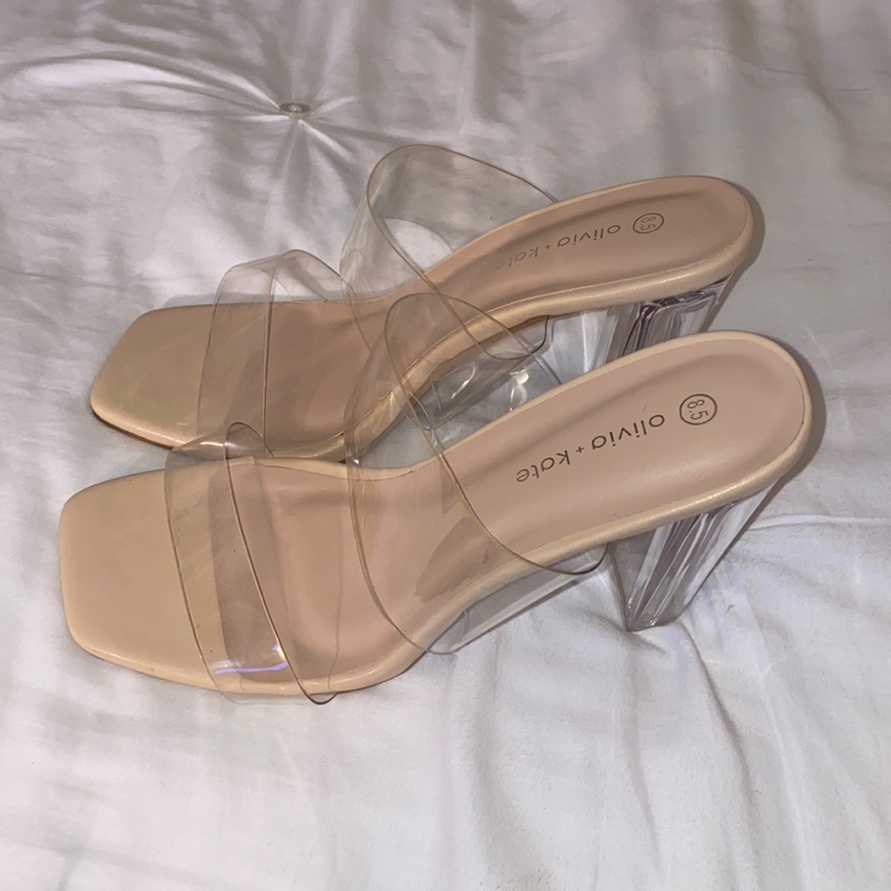 Olivia + Kate Clear Nude Heels